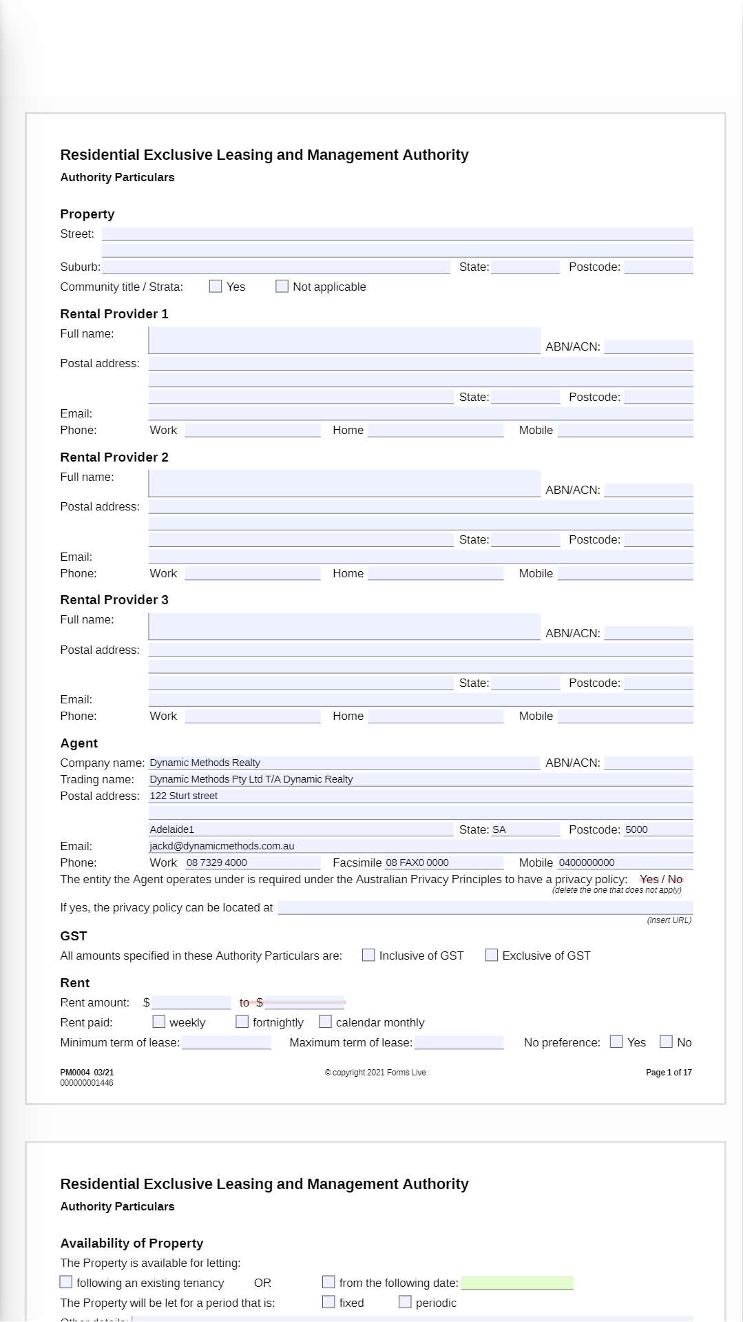 forms live forms list