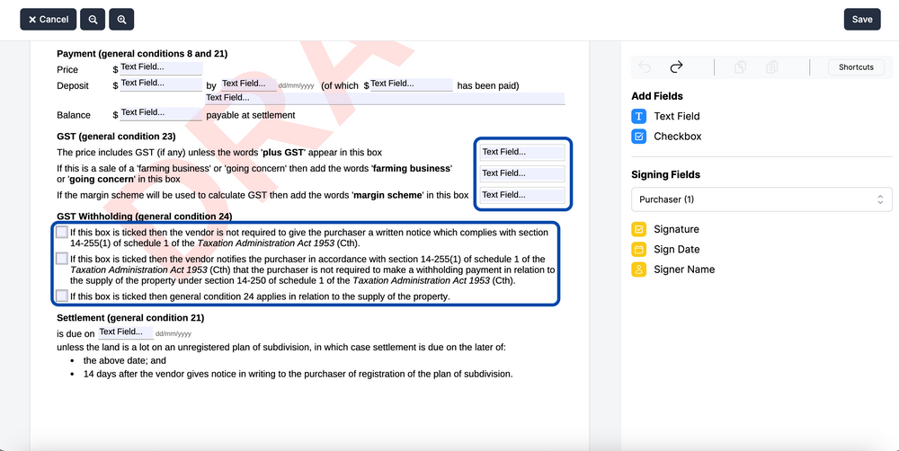 add interactive fields to PDFs